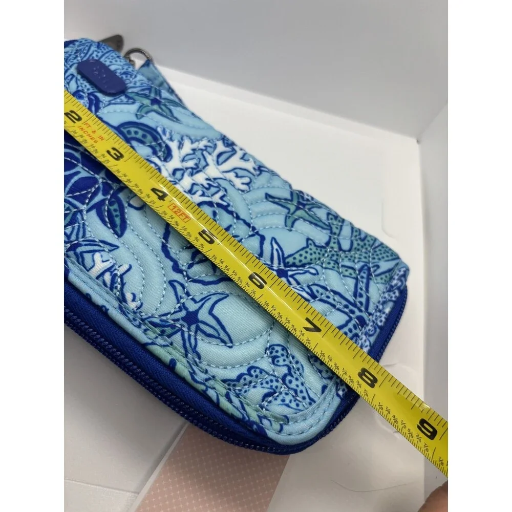 NWT Lug long Splits Compact RFID Wallet wristlet blue ocean starfish turtles